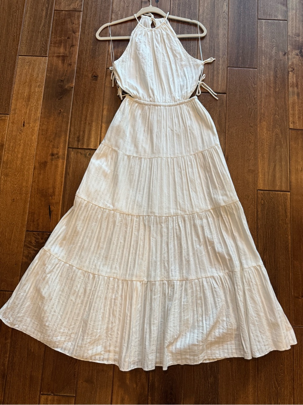 Significant Other White Kendall Cutout Tiered Maxi Dress US 2